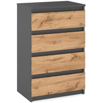 Wotan - Chêne Gris 60 cm - 4 tiroirs - Commode - Publicité Wotan - Chêne Gris 60 cm - 4 tiroirs - Commode - Publicité