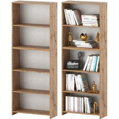 Librería Roble Wotan - 70 CM 5 Estantes - Bookcase Librería Roble Wotan - 70 CM 5 Estantes - Bookcase