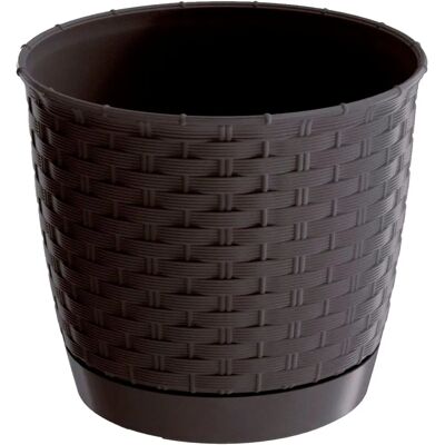 Prosperplast Sötét okker kör alakú rotang virágcserép - 4,2L Prosperplast Sötét okker kör alakú rotang virágcserép - 4,2L