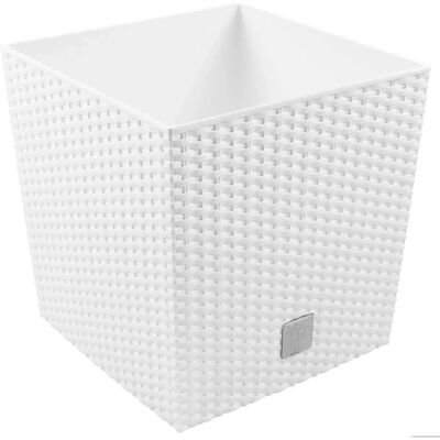 Prosperplast Vaso 4L Bianco - Finitura Rattan Quadrato Prosperplast Vaso 4L Bianco - Finitura Rattan Quadrato