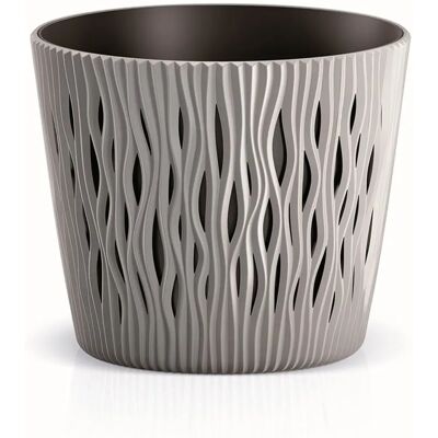 Pot de fleurs rond en plastique Prosperplast - Texture sablée 3L Gris Pot de fleurs rond en plastique Prosperplast - Texture sablée 3L Gris