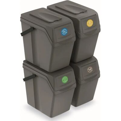 Prosperplast Bacs de tri - 4x25L - Gris Prosperplast Bacs de tri - 4x25L - Gris