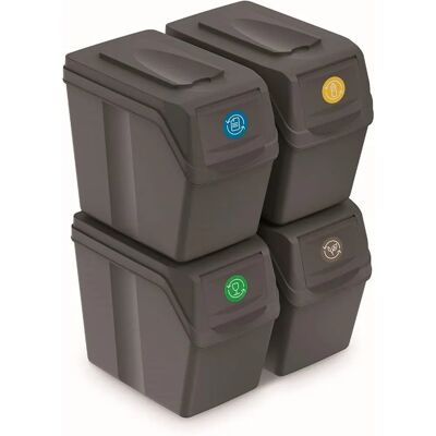 Prosperplast Bacs de Tri - Ensemble de 4, 20L, Gris Prosperplast Bacs de Tri - Ensemble de 4, 20L, Gris