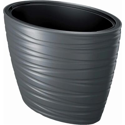 Maceta ovalada Maze de Prosperplast 2 en 1 Resistente a la intemperie - Negro Maceta ovalada Maze de Prosperplast 2 en 1 Resistente a la intemperie - Negro