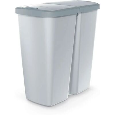 Keden Bidone 45L a 2 coperchi - Bianco e Grigio Keden Bidone 45L a 2 coperchi - Bianco e Grigio