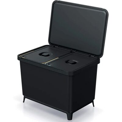 Poubelle de Tri Keden 2x23L Système 56x39x41cm Noir - Publicité Poubelle de Tri Keden 2x23L Système 56x39x41cm Noir - Publicité