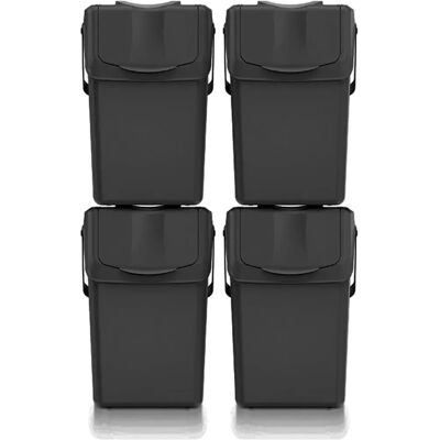 Prosperplast Keden SORTI BOX - Lot de 4 poubelles - 4x25L - Noir Prosperplast Keden SORTI BOX - Lot de 4 poubelles - 4x25L - Noir