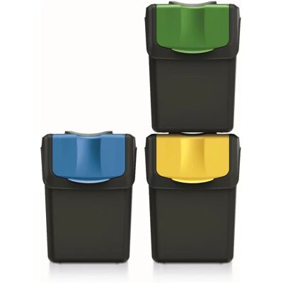Prosperplast Keden SORTI BOX - Mülltonnen-Set - 3x20L - Schwarz Prosperplast Keden SORTI BOX - Mülltonnen-Set - 3x20L - Schwarz