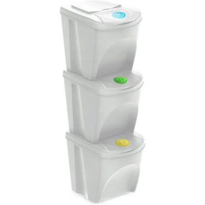 Keden - Set di 3 bidoni per riciclaggio - Bianco avvolto Keden - Set di 3 bidoni per riciclaggio - Bianco avvolto