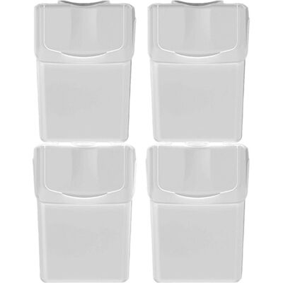 Set di 4 bidoni riciclaggio KEDEN bianco - Contenitori per rifiuti Set di 4 bidoni riciclaggio KEDEN bianco - Contenitori per rifiuti