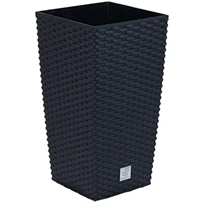 URBN Living H55cmxD28.7cm Schwarz Quadrat Rattan Hoher Pflanzkübel - Pflanzenart URBN Living H55cmxD28.7cm Schwarz Quadrat Rattan Hoher Pflanzkübel - Pflanzenart