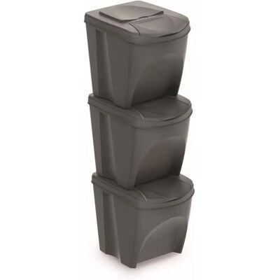 Prosperplast Sortibox Odpadkové Koše - 3x20L Šedé Prosperplast Sortibox Odpadkové Koše - 3x20L Šedé