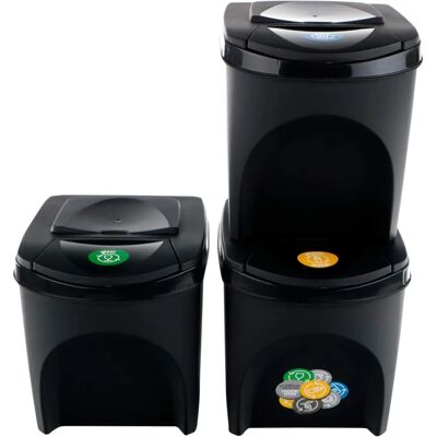 Zestaw 3 Koszy do Segregacji Prosperplast - 60L - Antracyt Zestaw 3 Koszy do Segregacji Prosperplast - 60L - Antracyt
