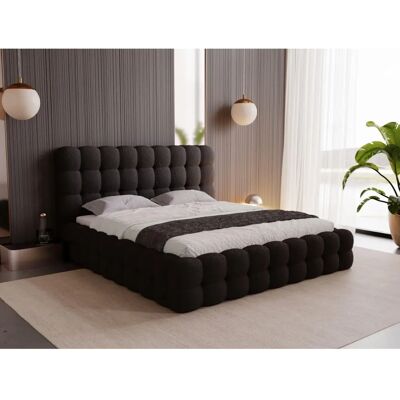 Lit rembourré noir Bouclé avec rangement - Lit Lit rembourré noir Bouclé avec rangement - Lit