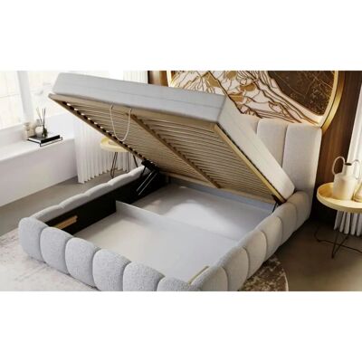 Höffner - Cloud Bouclé-Stoff - Grau - mit Stauraum - Bed Höffner - Cloud Bouclé-Stoff - Grau - mit Stauraum - Bed