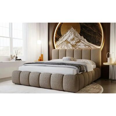 Höffner - Cloud Bouclé-Stoff - Braun - Upholstered Bed Höffner - Cloud Bouclé-Stoff - Braun - Upholstered Bed