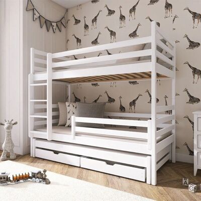 LUK Weiße Etagenbett mit Stauraum - 90x200 cm LUK Weiße Etagenbett mit Stauraum - 90x200 cm