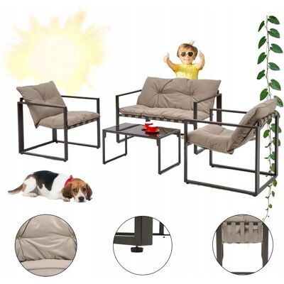 SHARK - Havemebel Szet - Mrokebrun / Cappuccino - Kanapa 2 krzesła 2 kawowe stoliki - Garden furniture set SHARK - Havemebel Szet - Mrokebrun / Cappuccino - Kanapa 2 krzesła 2 kawowe stoliki - Garden furniture set