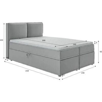 S-Style Möbel - Boxspringbett 140x200 - Grau - mit Bettkasten - Boxspring bed S-Style Möbel - Boxspringbett 140x200 - Grau - mit Bettkasten - Boxspring bed