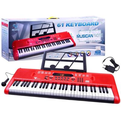 JOKOMISIADA Czerwony Keyboard z Mikrofonem - Instrument dla Początkujących 61 Klawiszy JOKOMISIADA Czerwony Keyboard z Mikrofonem - Instrument dla Początkujących 61 Klawiszy