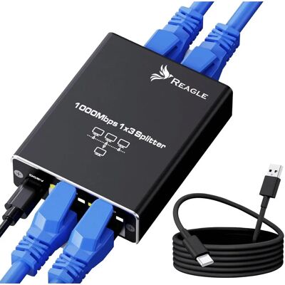 REAGLE - RJ45 Switch - 3xRJ45 - 1000M - Switch REAGLE - RJ45 Switch - 3xRJ45 - 1000M - Switch