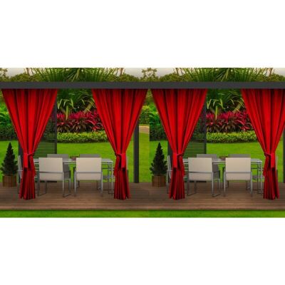 DISTRIBAIN Rote Outdoor-Gardinen - 155x220cm Set für Pergolen & Balkone DISTRIBAIN Rote Outdoor-Gardinen - 155x220cm Set für Pergolen & Balkone