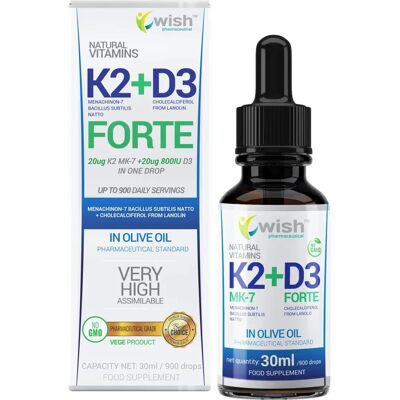 Wish Vitamin K2 MK-7 + D3 Forte - 30ml Wish Vitamin K2 MK-7 + D3 Forte - 30ml