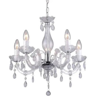 Lustre Magnolia Multi-bras - Transparent - 5x E14 - Publicité Lustre Magnolia Multi-bras - Transparent - 5x E14 - Publicité