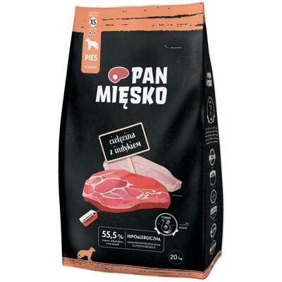 PAN MIĘSKO - Comida para perros raza pequeña con ternera y pavo - Hipoalergénica 20kg PAN MIĘSKO - Comida para perros raza pequeña con ternera y pavo - Hipoalergénica 20kg
