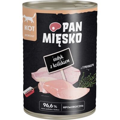 Pan Mięsko Cat indyk z królikiem 400g - Mokra karma dla kotów Pan Mięsko Cat indyk z królikiem 400g - Mokra karma dla kotów