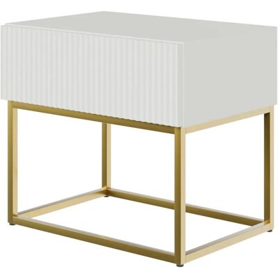 Selsey Veldio - Nachttisch mit Schublade - Weiß & Gold - 50cm Selsey Veldio - Nachttisch mit Schublade - Weiß & Gold - 50cm