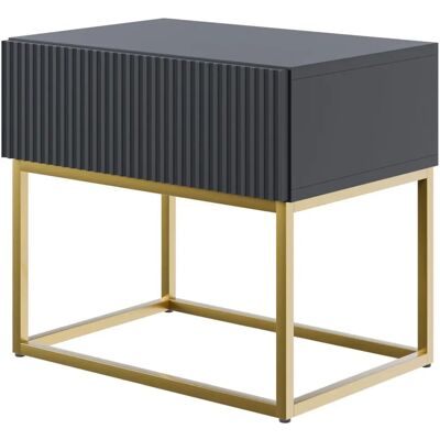 Selsey Veldio Nachttisch - Modern Schwarz mit Goldmetall 50cm Selsey Veldio Nachttisch - Modern Schwarz mit Goldmetall 50cm