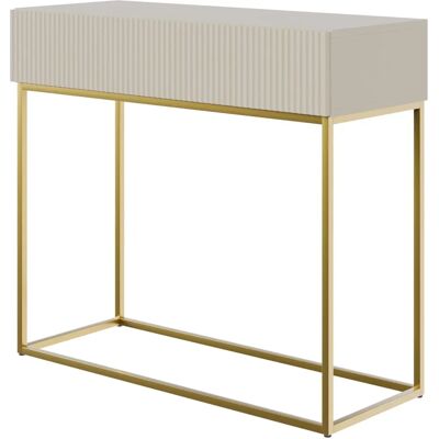 Table console Selsey Veldio - 90cm - taupe avec pieds dorés Table console Selsey Veldio - 90cm - taupe avec pieds dorés