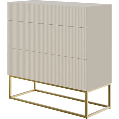 Selsey - Veldio - Commode avec 3 tiroirs - taupe - Meuble - Publicité Selsey - Veldio - Commode avec 3 tiroirs - taupe - Meuble - Publicité