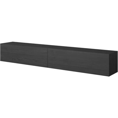 Meuble TV Selsey - Fresno noir - 200 cm - Compartiments verrouillables - Moderne Meuble TV Selsey - Fresno noir - 200 cm - Compartiments verrouillables - Moderne
