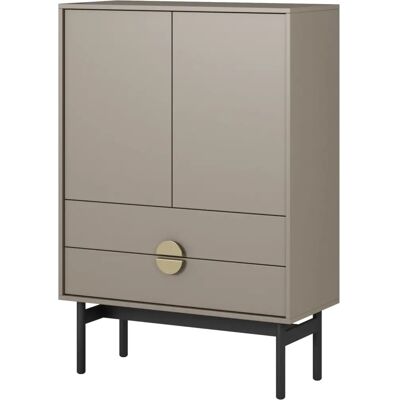 STOON Steingrau Highboard - 2-türig, 2 Schubladen, Modern STOON Steingrau Highboard - 2-türig, 2 Schubladen, Modern