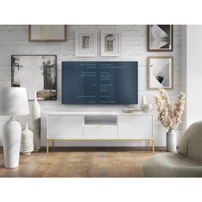 Selsey Vellore TV-Möbel - 154 cm - Weiß - Goldrahmen Selsey Vellore TV-Möbel - 154 cm - Weiß - Goldrahmen
