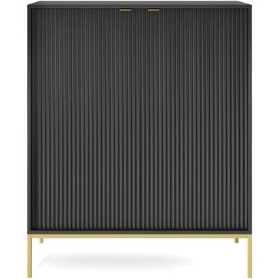 VELLORE Kommode - 104 cm - Schwarz - Goldene Griffe - Hochschrank VELLORE Kommode - 104 cm - Schwarz - Goldene Griffe - Hochschrank