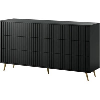Selsey ladekast met zes lades - Zwart met gouden poten - 154 cm Selsey ladekast met zes lades - Zwart met gouden poten - 154 cm