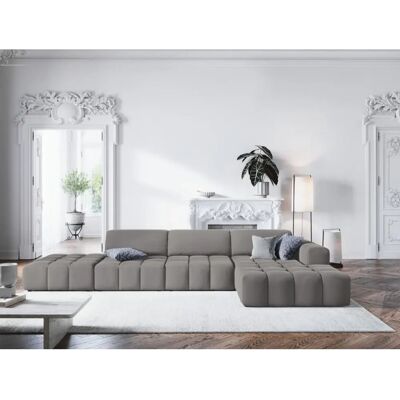 Canapé d'angle en velours gris clair Christian Lacroix - Canapé - Publicité Canapé d'angle en velours gris clair Christian Lacroix - Canapé - Publicité