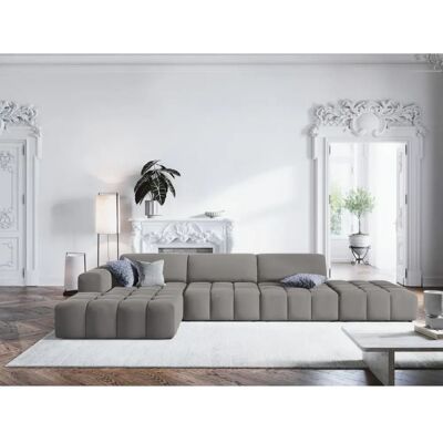 Canapé d'angle 5 places en velours gris clair Christian Lacroix - Canapé - Publicité Canapé d'angle 5 places en velours gris clair Christian Lacroix - Canapé - Publicité