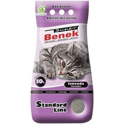 Super Benek Standard Graue Lavendel Katzenstreu - Geruchsneutralisator, 10L Super Benek Standard Graue Lavendel Katzenstreu - Geruchsneutralisator, 10L
