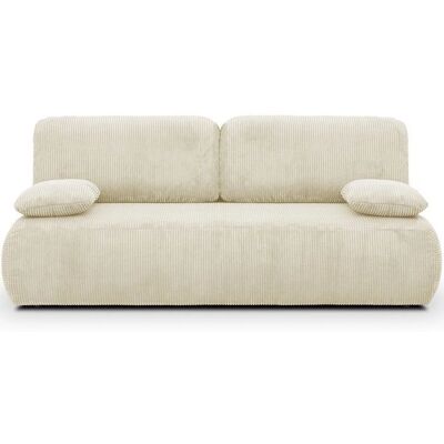 Homifab - Gemma - Beige velours - Canapé 3 places lit - Publicité Homifab - Gemma - Beige velours - Canapé 3 places lit - Publicité