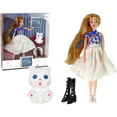 Lean Toys Emily Puppe mit Katze und Zubehör - Puppe, Katze, Schuhe Lean Toys Emily Puppe mit Katze und Zubehör - Puppe, Katze, Schuhe