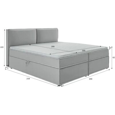 S-Style Möbel - Boxspringbett 200x200 - grau - mit Bettkasten - Boxspringbett S-Style Möbel - Boxspringbett 200x200 - grau - mit Bettkasten - Boxspringbett