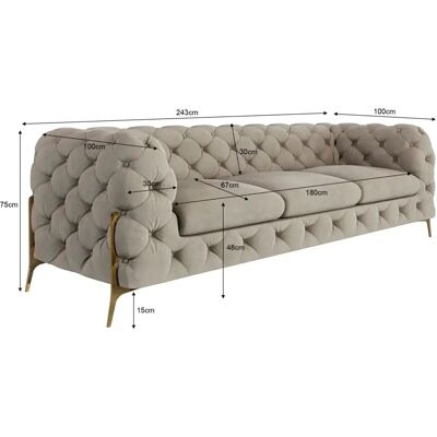 S-Style Möbel - Emily - Taupe - 3-Sitzer - Sofa S-Style Möbel - Emily - Taupe - 3-Sitzer - Sofa