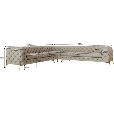S-Style Möbel - Emily Chesterfield - Samt - Goldene Füße - Sectional sofa S-Style Möbel - Emily Chesterfield - Samt - Goldene Füße - Sectional sofa
