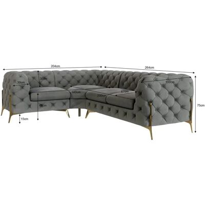 S-Style Möbel Emily Chesterfield - Grau Samt - Sofa S-Style Möbel Emily Chesterfield - Grau Samt - Sofa