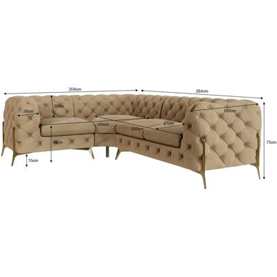 S-Style Möbel - Emily - Beige Samt - 204x75x264cm - Sofa S-Style Möbel - Emily - Beige Samt - 204x75x264cm - Sofa