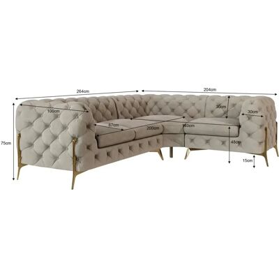 S-Style Möbel - Emily Chesterfield - Taupe - 204x75x264cm - Sofa S-Style Möbel - Emily Chesterfield - Taupe - 204x75x264cm - Sofa